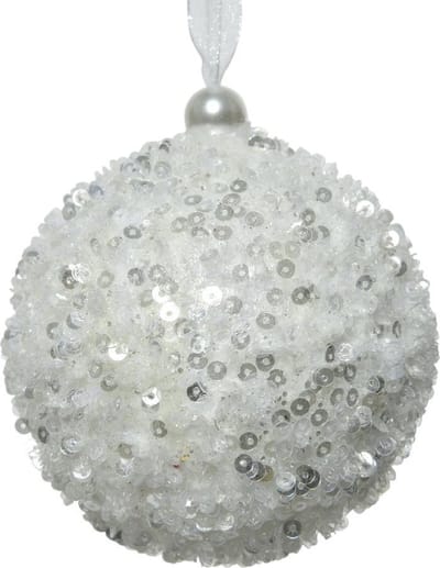 Kerstbal foam hang d8 cm winterwit