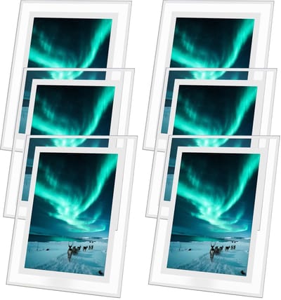 Dailygoods- Fotolijst Set van 6 - Glazen Fotolijsten - 18x23 cm - Geschikt voor 12,7x17,8 cm Foto's - Horizontale Weergave - Zilveren Randen - Foto Lijst