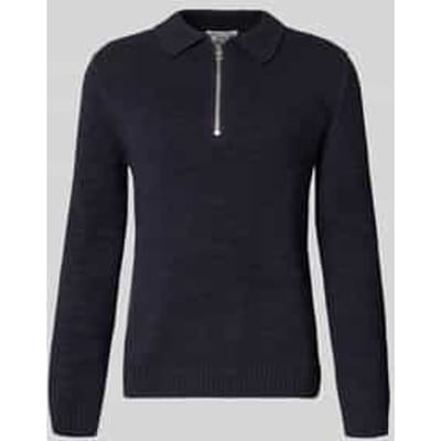 Relaxed fit gebreide pullover in polostijl van katoenmix