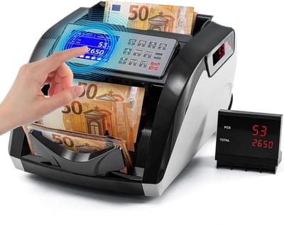 Bankbiljet Tellers - Geldtelmachine Geldteller - Snel Geld Tellen - Telt Gesorteerde Biljetten - 1000 Biljetten/Min - Zwart Grijs