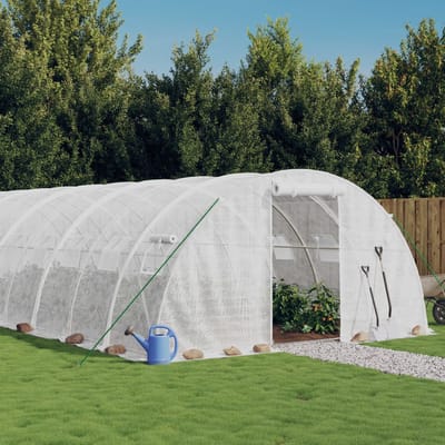vidaXL - Tuinkas - met - stalen - frame - 48 - m² - 12x4x2 - m - wit