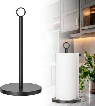 - Zwart Keukenrolhouder, werkblad papierrolhouder staand Keukenrolhouder, Premium roestvrij staal Keukenpapierhouder, voor keuken en eettafel werkblad (Zwart)