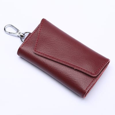 Praktische sleutelhanger en sleuteltasje | Stevige sleutelhouder voor dagelijks huishoudelijk gebruik | Compact opbergaccessoire-sleutelhanger-Bordeaux