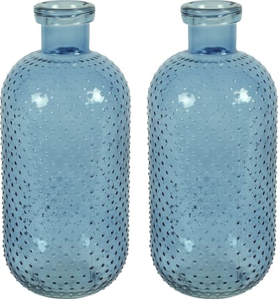 Countryfield Bloemenvaas Cactus Dots - 2x - blauw transparant - glas - D15 x H35 cm