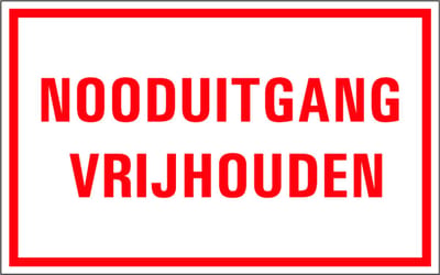 Nooduitgang vrijhouden tekstbord - kunststof 200 x 125 mm