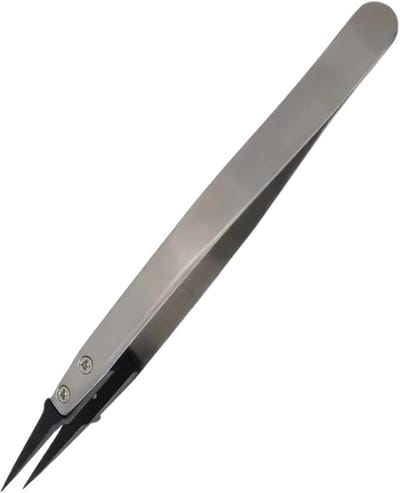 Precisie Pincetten - Fijne Punt Tangen - Elektronica Reparatie - Antistatische Punt - 13 cm - Zilver