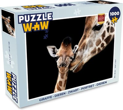 Puzzel Giraffe - Dieren - Zwart - Portret - Dieren - Legpuzzel - Puzzel 1000 stukjes volwassenen