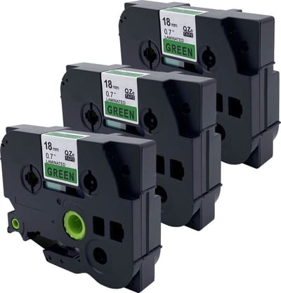 DULA Brother Compatible label tape- Tze-741 - 3 cassettes - Brother P-Touch - Zwart op groen - 18mm x 8m