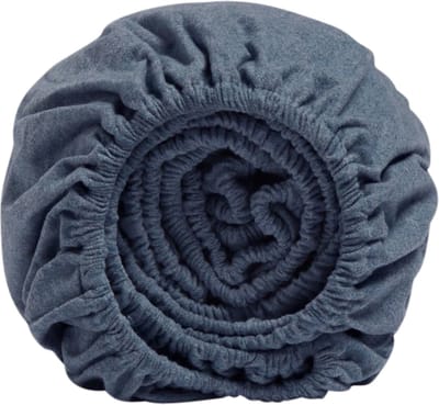 Yumeko hoeslaken flanel denim blauw 80x200x30 - Biologisch & ecologisch