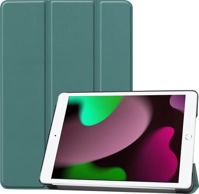 Hoes - Geschikt voor Apple iPad 9 (2021) - 10.2 inch - 9e Generatie - Dun & Stevig - Trifold Bookcase - Hard Cover - Hardcover Book Case - Tablet Hoesje - Donkergroen