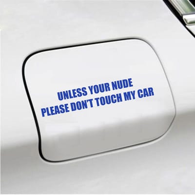 Bumpersticker - Unless Your Nude - 3,5 X 18,5 - Blauw