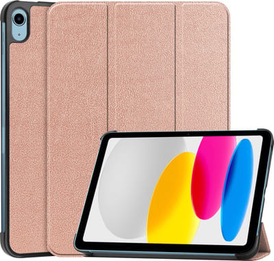 Hoes - Geschikt voor Apple iPad A16/A18 (2022/2025/2026) - 10.9 & 11 inch (10e, 11e & 12e generatie) - Dun & Stevig - Trifold Bookcase - Hard Cover - Hardcover Book Case - Tablet Hoesje - Rosé goud