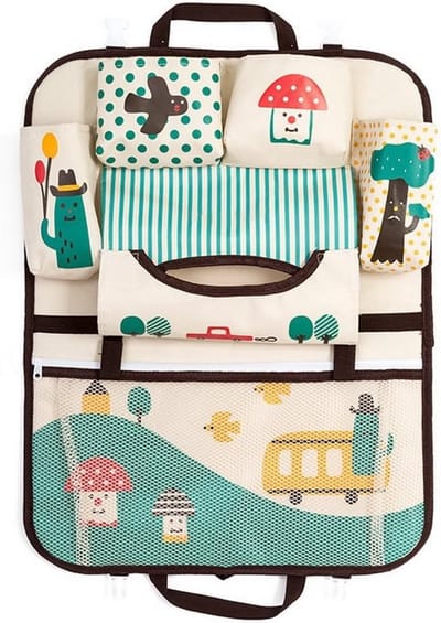 Achterbank Organizer - Kinderen Auto - Auto Reizen - Cartoon Paddenstoel Thema - 51x47 cm - Multi-color