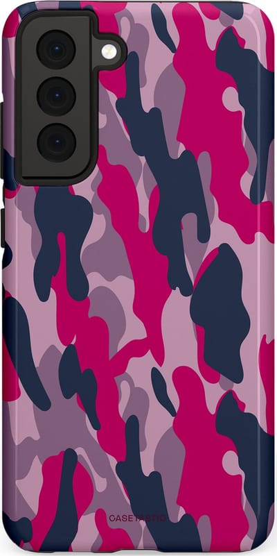 Casetastic hoesje geschikt voor Samsung Galaxy S21 FE 5G - Dubbellaagse bescherming - Urban Pink Camo - Fashion Case - Lila Roze Donkergrijs Grijs