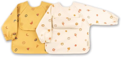 Slabbetjes voor pasgeborenen en peuters, waterdicht, 2 stuks, lange mouwen, Oeko-Tex