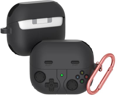 Telestore - hoesje geschikt voor Samsung Galaxy Buds3 FE / Buds 3 / 3 Pro soft case cover - zwart Game Console - TPU hoesje Beschermhoes - Samsung Galaxy Buds3 FE / Buds 3 / 3 Pro Cover - Buds3 FE hoesje - gel hoesje met sleutelhanger