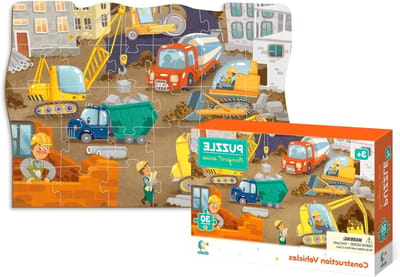 Educatieve Puzzel - Kinderpuzzel Bouwvoertuigen - Leren Spelen - Kleurrijke Bouwvoertuigen - 27 x 20 cm - Diverse