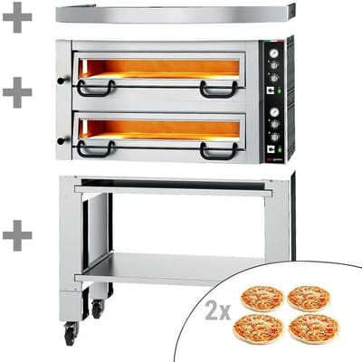GGM Gastro Elektro Pizzaofen Power - 4+4x 34 cm - Manuell - inkl. Haube & Untergestell