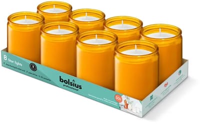 Bolsius - Starlight - Amber - Kaarsen in Glas - 8 Stuks - 50 Branduren