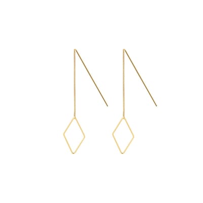Goud Plated Oorhangers met Ruitje