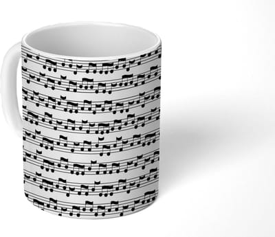 Mok - Koffiemok - Muziek - Patronen - Muzieknoten - Mokken - 350 ML - Beker - Koffiemokken - Theemok