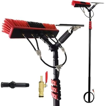 Waterdispenser Reiniger - Glasbewassing Tool - Hoge Ramen Wassen - Telescopische Stang - 5.18 Meter - Zwart