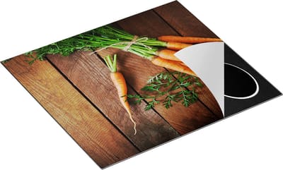 Chefcare Inductie Beschermer Wortels op Houten Planken - 60x50 cm - Afdekplaat Inductie - Kookplaat Beschermer - Inductie Mat