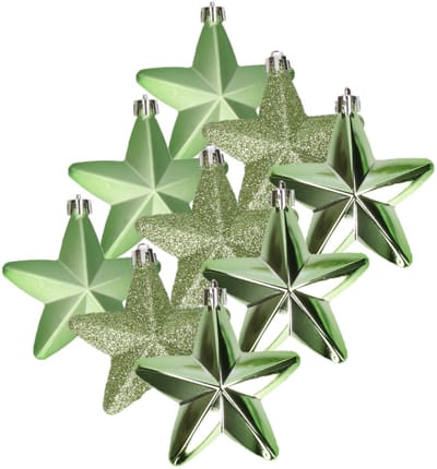 Decoris kersthanger sterren - 12x st - groen - 7 cm - kunststof - kerstornamenten - kerstversiering