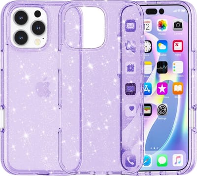 Coverup Hoesje - Geschikt voor iPhone 16 Pro Hoesje - Coverup Glitter TPU Back Cover - Paars
