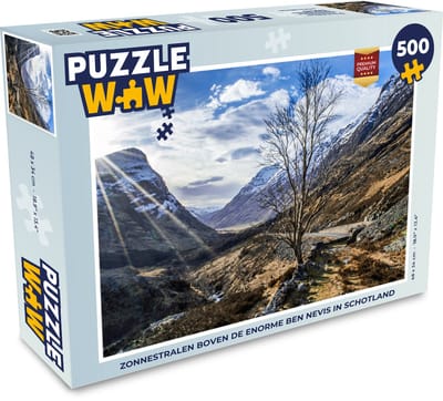 Puzzel Zonnestralen boven de enorme Ben Nevis in Schotland - Legpuzzel - Puzzel 500 stukjes