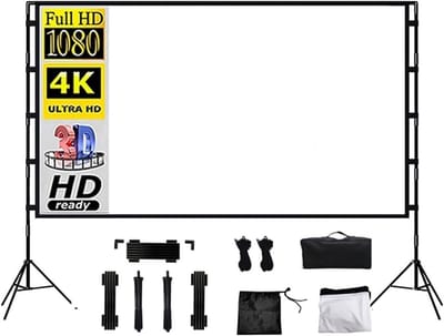 Projectiescherm Opvouwbaar - Draagbaar Beeldscherm - Buiten Films Kijken - Dubbel Statief - 120 Inch - Wit