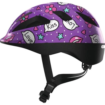 Fietshelm ABUS SMOOTY 2.0 purple kisses S - 45-50 cm - paars - Geschikt voor gebruik op kinderfietsen - 200 g