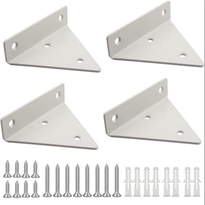 Wandbeugels Voor Plank - Driehoek Plankdragers Metaal - Onzichtbare Bevestiging - Voor Woonkamer, Badkamer - Eenvoudige Montage - Thuisgebruik - Wit - 16 schroeven - 4 stuks