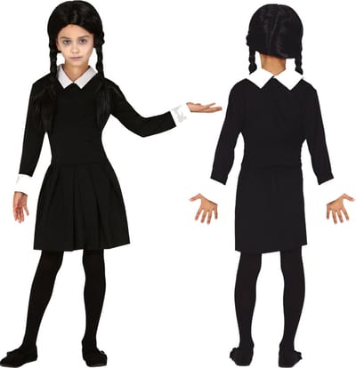 Fiestas Guirca - Thursday jurkje - 122/134 (7-9 jaar) - Halloween - Wednesday Addams kostuum - Wednesday jurk - Wednesday new series