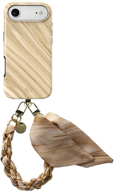 AVY Hoesje Met Telefoonkoord | Geschikt voor Apple iPhone Air | Compatibel met MagSafe | Hard Shell Back Cover | Stijlvol Bijpassend Koord 32CM | Aurum Gold | Goud