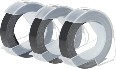 Dappaz 3 stuks Compatible Dymo Label 3D - 9 mm Wit op Zwart S0898130 Reliëflabel - Lettertang