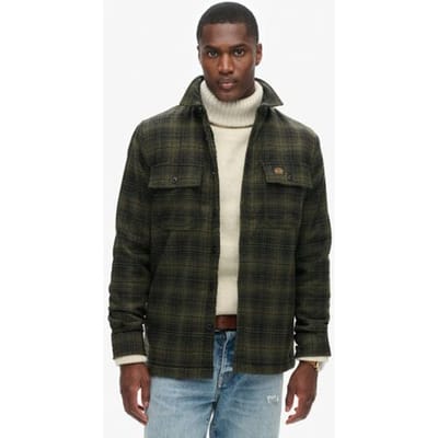 Superdry Wollen Geruit Overshirt met Fleece Voering Groen Grootte: Xxxl
