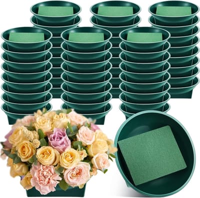 Bloemschikken kommen - Bloemenschuim bakken - Bloemen decoreren - Zelfabsorberend schuim - 16 x 16 x 5 cm - Groen