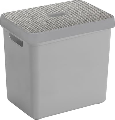 Sunware Opbergbox - lichtgrijs - 25 Liter - kunststof - met deksel - 35 x 25 x 36 cm - mand - kist