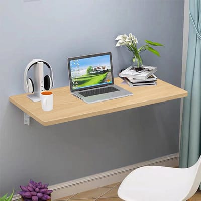 PIPIPOXER Wandtafel, opklapbare tafel, keukentafel, bureau, eettafel, opvouwbaar, 60x30cm, Walnoot（kleur）