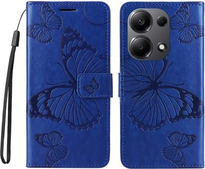 Coverup Hoesje - Geschikt voor Xiaomi Redmi Note 13 Pro 4G / Poco M6 Pro 4G Hoesje - Coverup Vlinders Book Case - Blauw