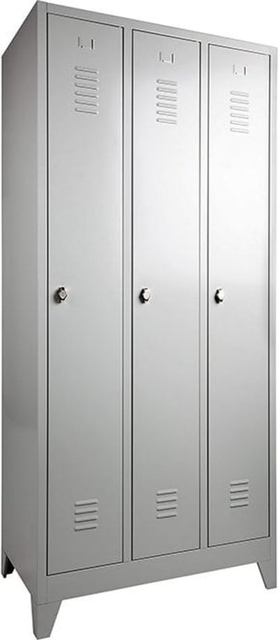 Garderobekast met 4 legborden (linkerkolom) en hoedenplank (rechterkolom) breed 89CM sluiting Met hangoogsluiting aantal deuren 3 framekleur Wit (RAL9010)