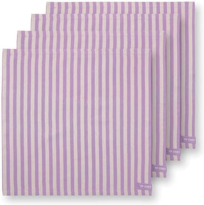 Servet set van VIER - Stripes lila - 40 x 40 cm - katoen - Pip Studio