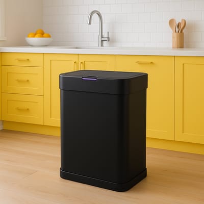 iCoolio Prullenbak met Sensor - Afvalbak - Vuilnisbak RVS - 50l - Vingerafdrukvrij - Black