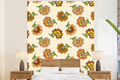 Behang - Fotobehang Design - Bloemen - Retro - Vintage - Breedte 210 cm x hoogte 260 cm