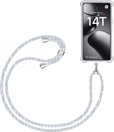 Telefoonkoord + Hoesje Geschikt voor Xiaomi 14T - Lengte Verstelbaar - Telefoonketting - Shock Proof Case - Baby Blauw