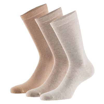 Apollo - Sokken van biologisch katoen - Multi Beige - Maat 35/38 - 3-Paar - Biologisch - Dames sokken - Duurzame sokken - Zwarte sokken dames