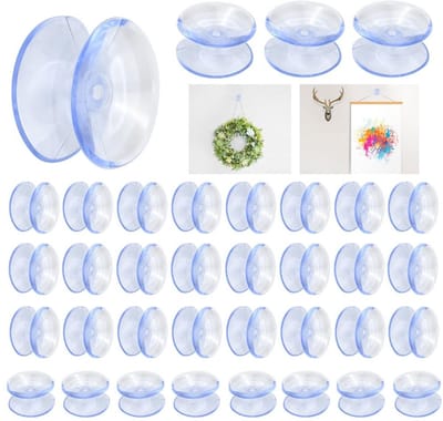 Dailygoods- Zuignappen 20 stuks - Dubbelzijdige Zuignappen - Antislip - Schokabsorberend - Voor Glas/Spiegel - 20 mm Doorzichtig PVC - Zuignapjes