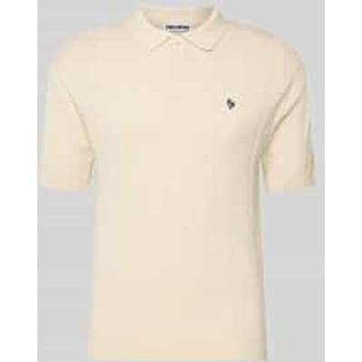 slim fit knitwear-poloshirt met labelstitching