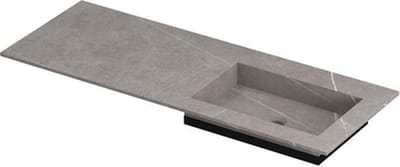 INK Post wastafel - 120x45x1cm - 1 wasbak rechts - 0 kraangaten - keramiek Armani grey mat